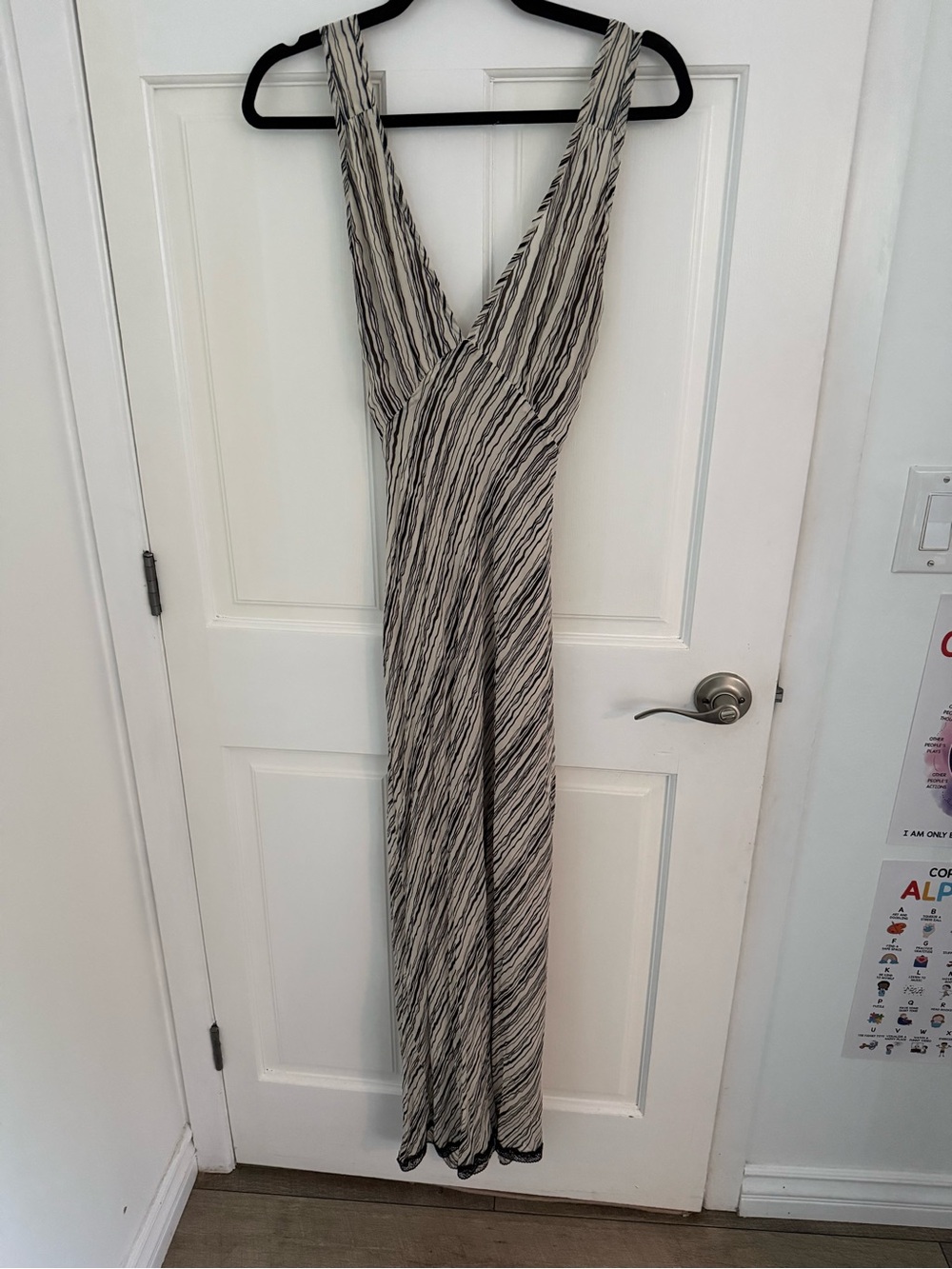 Vrg grl Sleeveless V-Neck Black & White Striped Maxi Dress
